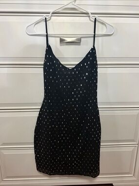 Black Mini Slip Dress with Silver Accents